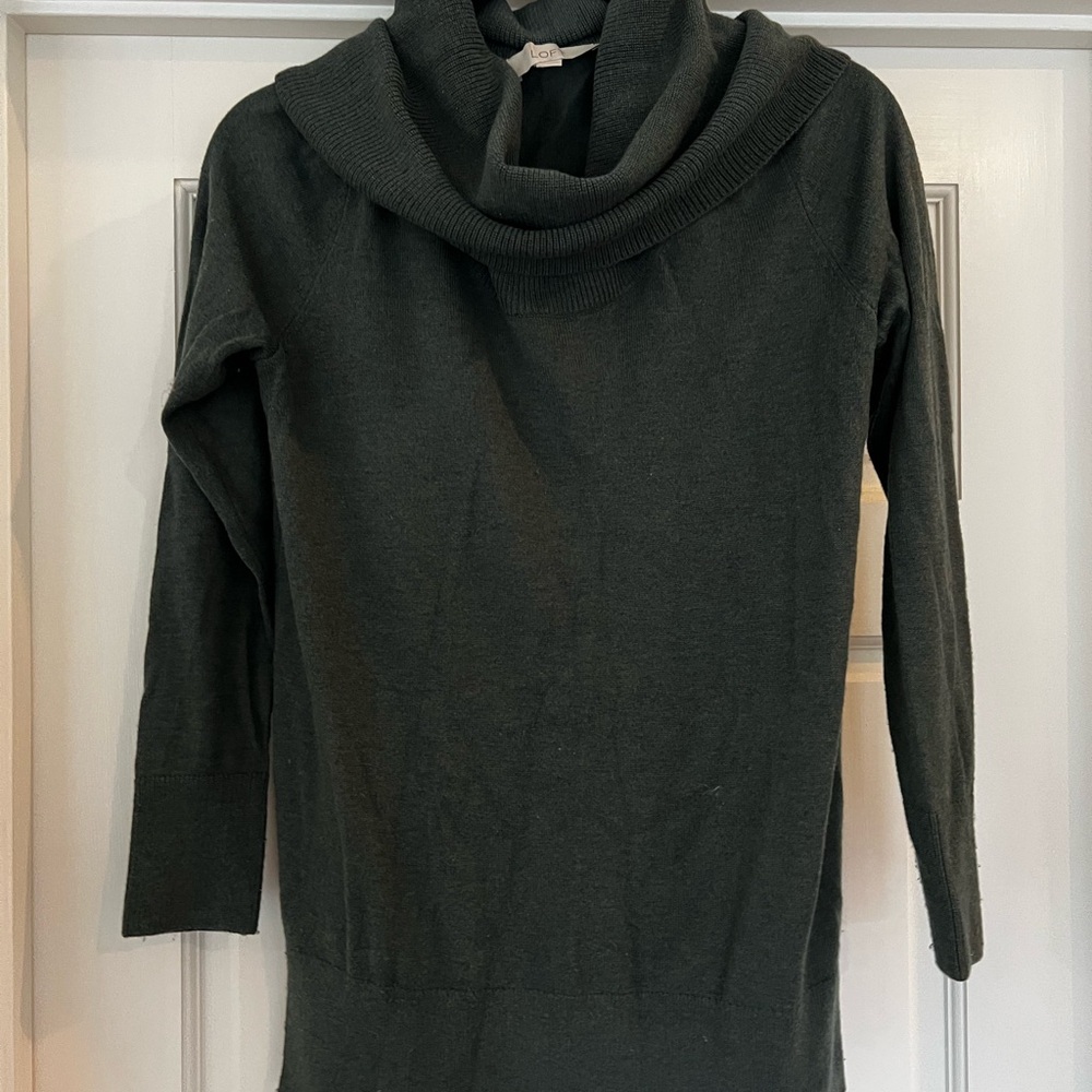 LOFT Dark Green Cowl Neck Sweater